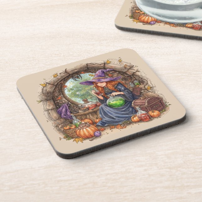 Whispers of Magic, Beautiful Witch and Her Potion Coaster (Left Side)