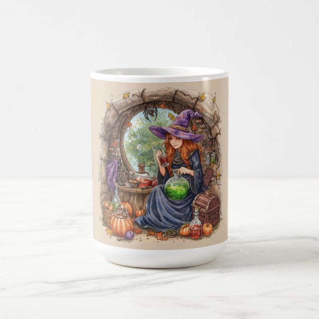 Whispers of Magic, Beautiful Witch and Her Potion Coffee Mug (Center)