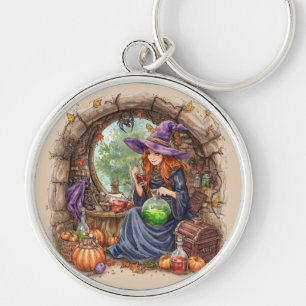 Whispers of Magic, Beautiful Witch and Her Potion Key Ring