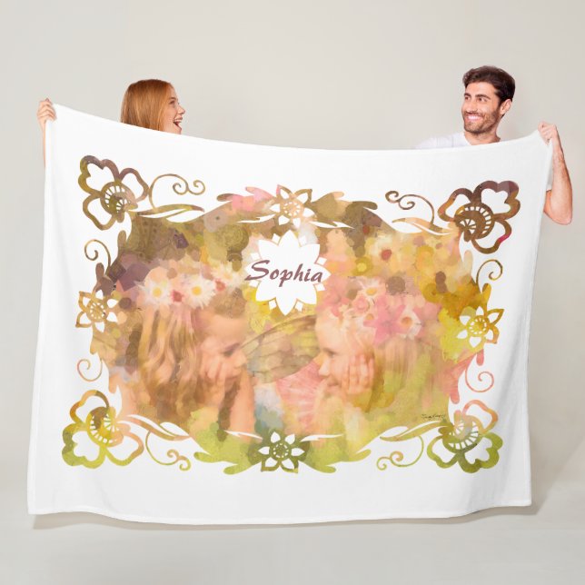 Whispers of Magic: Two Fairy Friends in a Garden Fleece Blanket (In Situ)