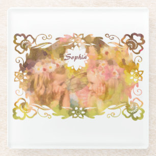 Whispers of Magic: Two Fairy Friends in a Garden Glass Coaster