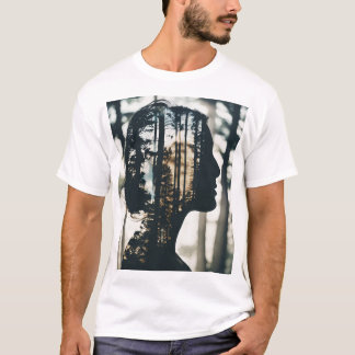 Whispers of Nature: A Double Exposure Portrait of  T-Shirt