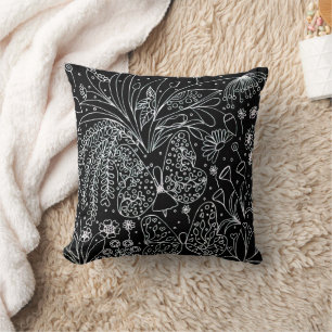 ​Whispers of Nature Botanical Line Art Square  Cushion