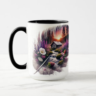 Whispers of Nature: Cabin in a Feathered Dream Mug