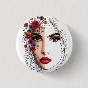 Whispers of Nature – Feminine Beauty in Bloom 3 Cm Round Badge