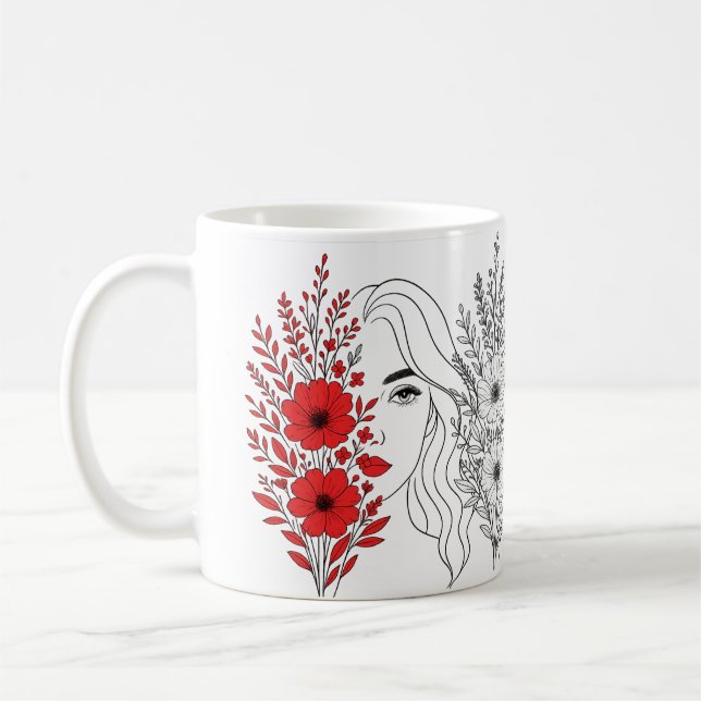 Whispers of Nature – Feminine Beauty in Bloom Coffee Mug (Left)