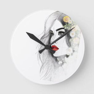 Whispers of Nature – Feminine Beauty in Bloom Round Clock