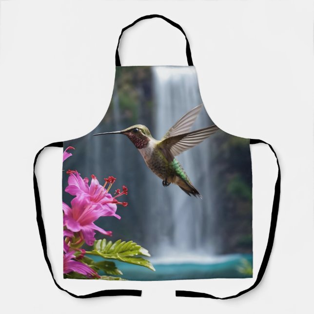 "Whispers of Nature: Hummingbird, Waterfall,  Apron (Front)