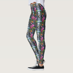 "Whispers of Nature: Hummingbird, Waterfall, Leggings