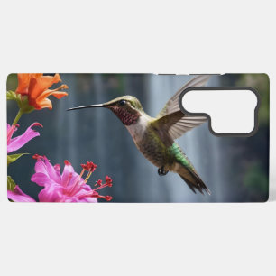 "Whispers of Nature: Hummingbird, Waterfall, Samsung Galaxy Case