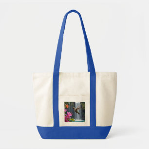 "Whispers of Nature: Hummingbird, Waterfall, Tote Bag