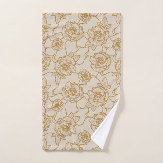 Whispers of Rose, Elegant Line Art Floral Pattern Hand Towel