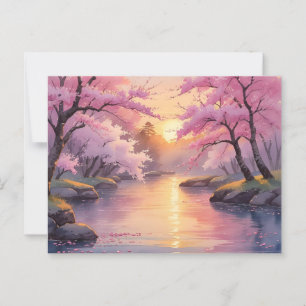 Whispers of Sakura at Sunset Postcard