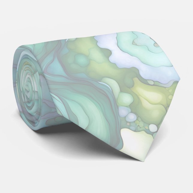 Whispers of Silk Dreamy Organic Shapes in Green Tie (Rolled)