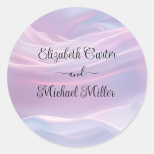 Whispers of Silk: Dreamy Pastel Waves Pink Blue  Classic Round Sticker