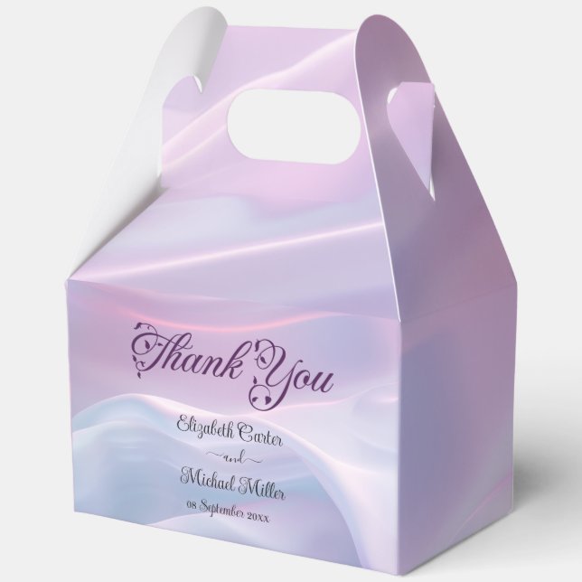 Whispers of Silk: Dreamy Pastel Waves Pink Blue  Favour Box (Front)