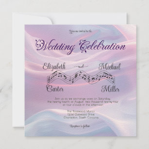 Whispers of Silk: Dreamy Pastel Waves Pink Blue Invitation