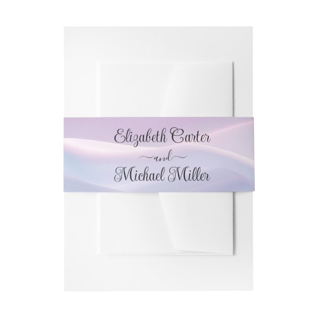 Whispers of Silk: Dreamy Pastel Waves Pink Blue  Invitation Belly Band (Front Example)