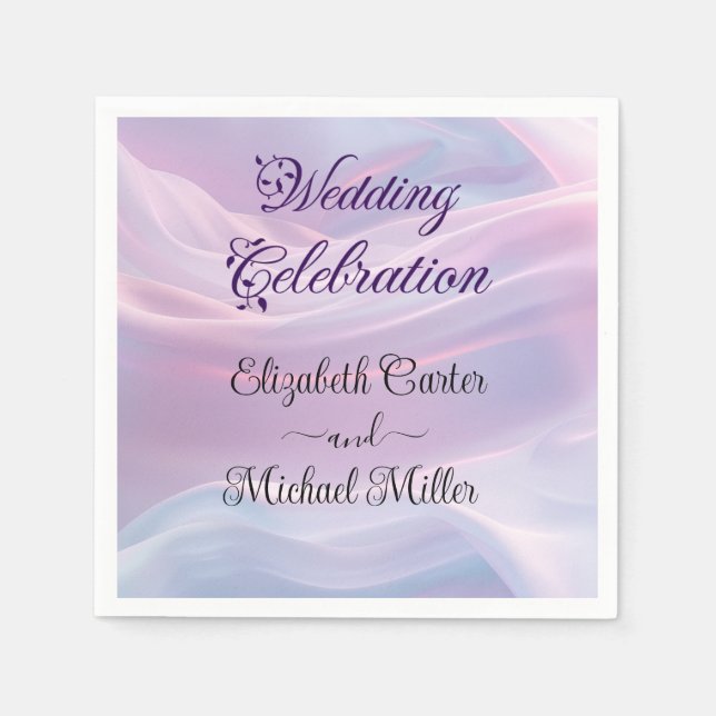 Whispers of Silk: Dreamy Pastel Waves Pink Blue  Napkin (Front)