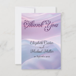 Whispers of Silk: Dreamy Pastel Waves Pink Blue Thank You Card