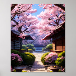 Whispers of Spring: Cherry Blossoms and Tranquilit Poster