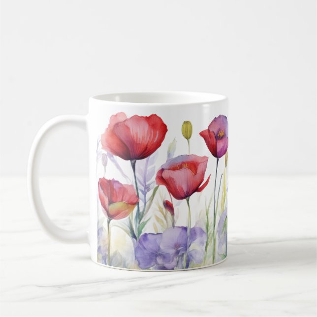 Whispers of Spring – Poppy Bloom Mug (Left)
