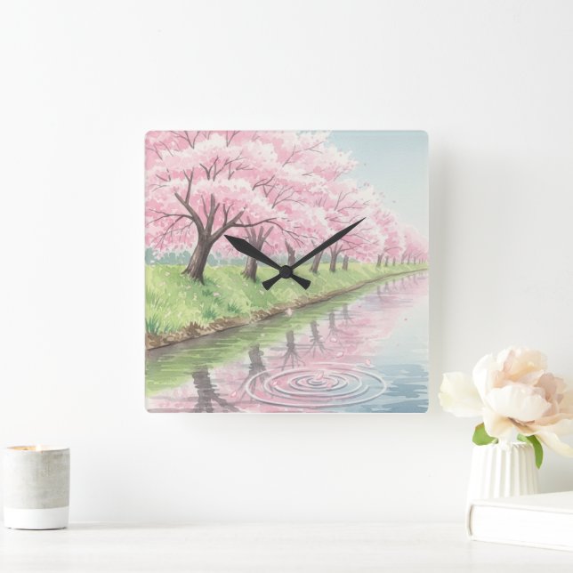 Whispers of Spring Square Wall Clock (Home)
