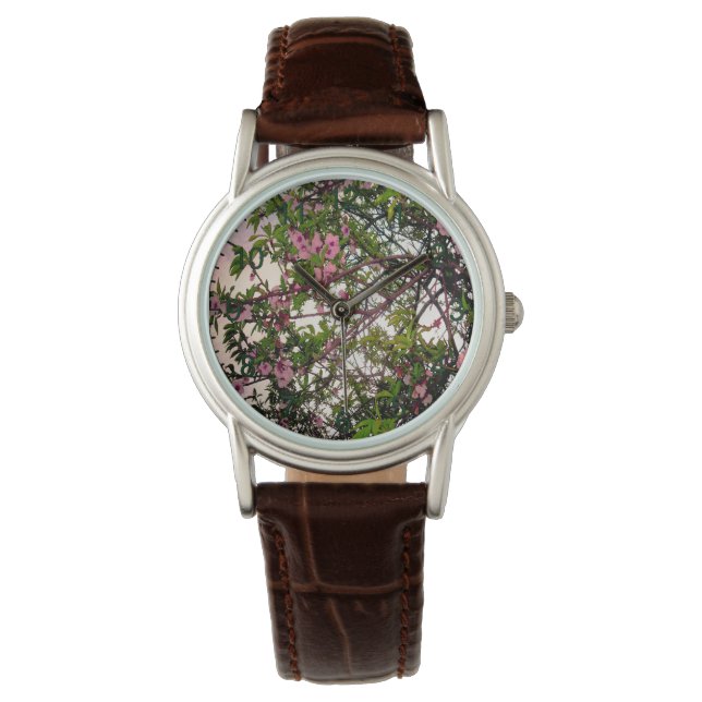 "Whispers of Spring: Watercolor Pink Blossom Tree" Watch (Front)