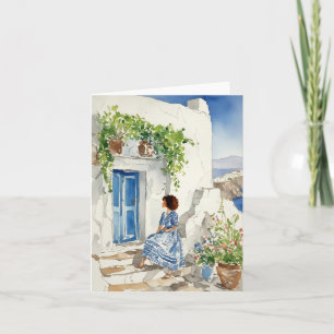 Whispers of the Aegean Watercolor Stationery Card