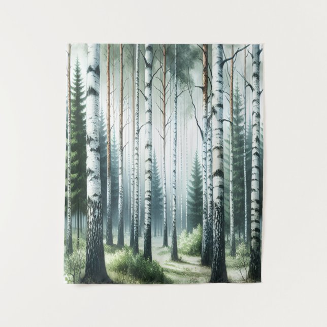 Whispers of the Birch: Enchanting Forest Tapestry (Front)