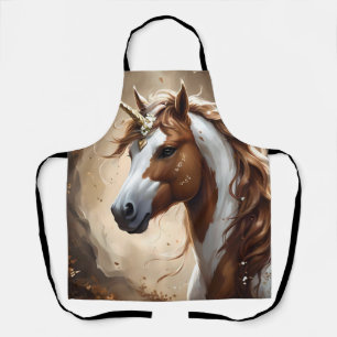Whispers of the Brown and White Fantasy Unicorn Apron