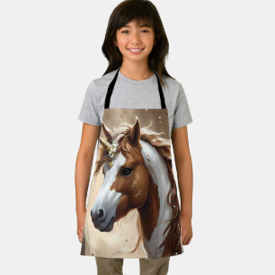 Whispers of the Brown and White Fantasy Unicorn Apron