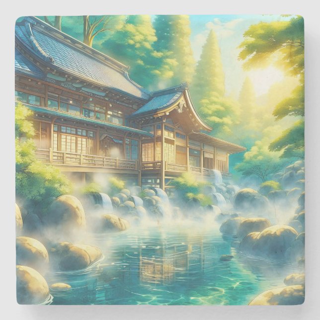Whispers of the Cedar Stream Stone Coaster (Front)
