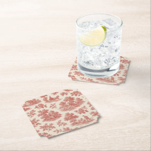 Whispers of the Countryside – Red Toile Paper Coas Coaster