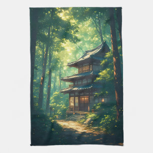 Whispers of the Forest: A Hidden Japanese Retreat Tea Towel