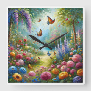 Whispers of the Garden" Square Wall Clock