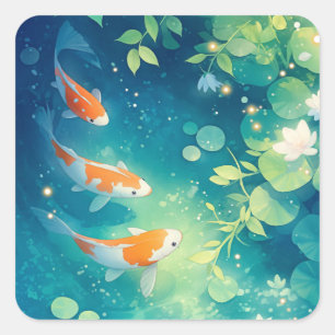 Whispers of the Koi Pond Square Sticker