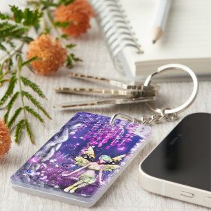 Whispers of the Moonlit Fairy Key Ring