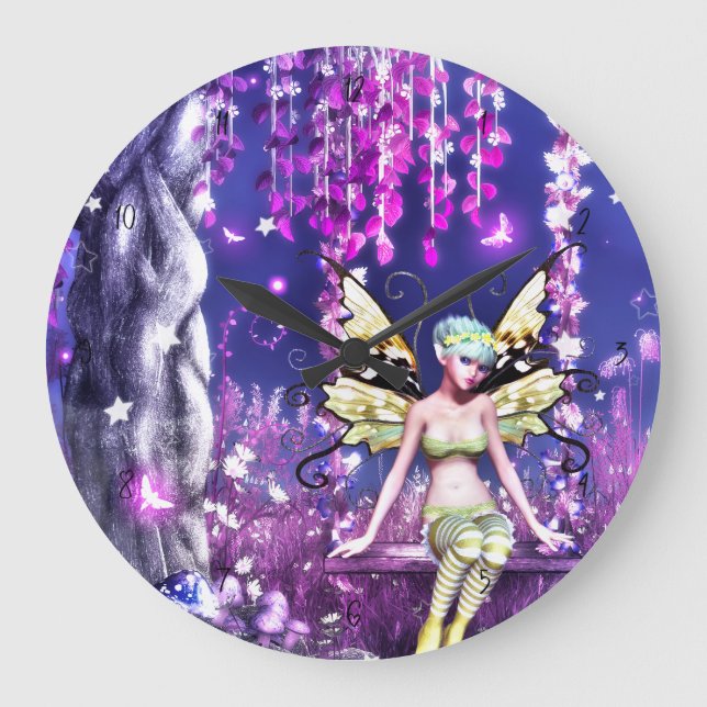 Whispers of the Moonlit Fairy Large Clock (Front)