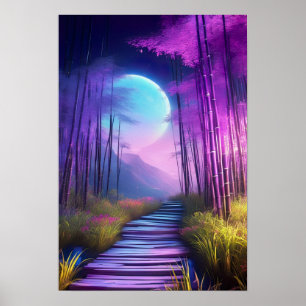 Whispers of the Night, A Purple Moonlit Poster
