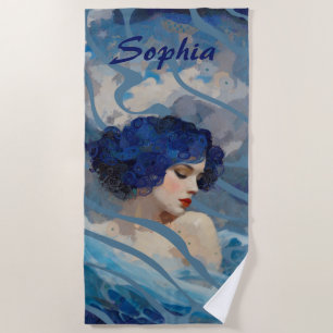 Whispers of the Ocean Goddess Beach Towel