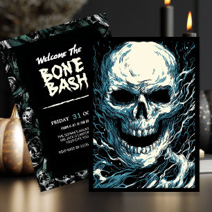 Whispers of the Ominous Skull Halloween Invitation