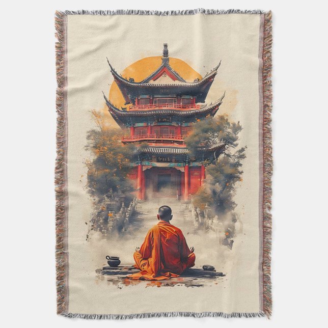 Whispers of the Pagoda Throw Blanket (Front Vertical)