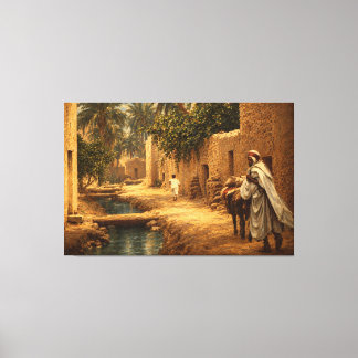 Whispers of the Palm Shadows Vintage Oasis Fine Ar Canvas Print