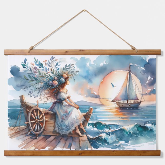 Whispers of the Sea at Sunset Hanging Tapestry (Front)
