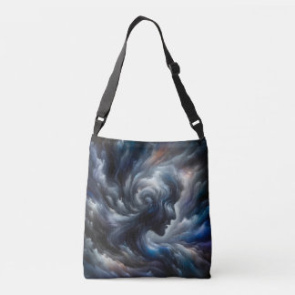 Whispers of the Storm Abstract Face in the Clouds Crossbody Bag