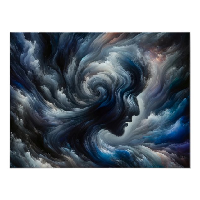 Whispers of the Storm  Abstract Face in the Clouds Poster (Front)