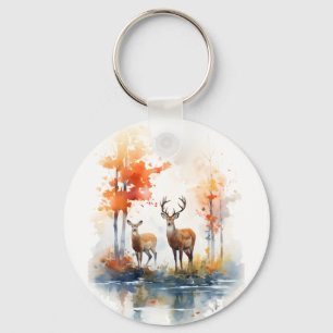 Whispers of the Wild: Autumn Deer" Key Ring