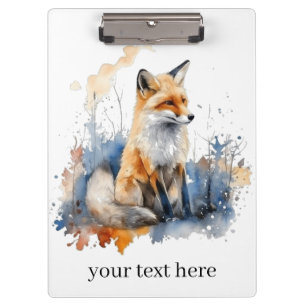 Whispers of the Wild Fox in Watercolor, custom Clipboard