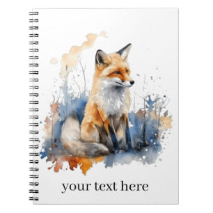 Whispers of the Wild Fox in Watercolor, custom Notebook
